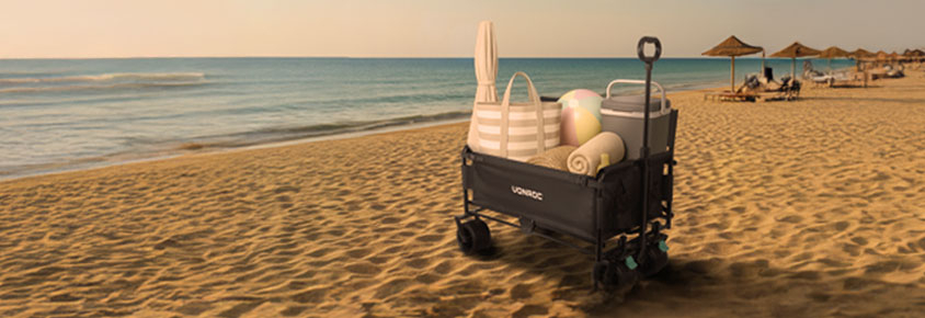 kompaktní ruční vozík Vonroc na pláži