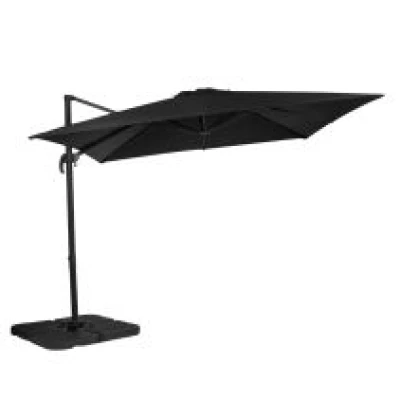 Slunečník Pisogne 300x300cm –  Konzolový slunečník Prémium | Antracit/Černý | Včetně vyplnitelných dlaždic
