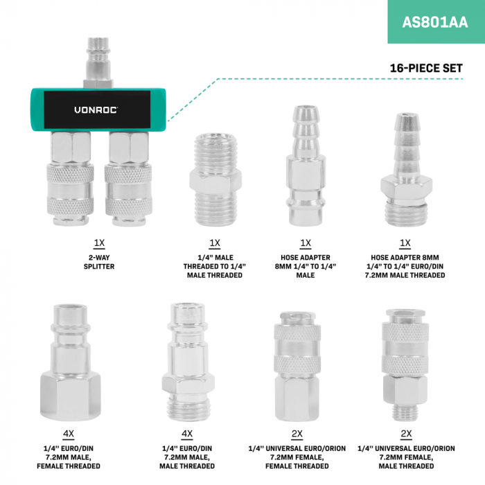 Air Coupling Set | 16-pcs
