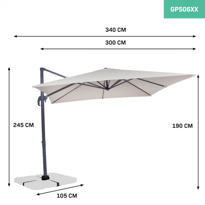 Parasol Pisogne 300x300cm - Cantilever parasol | Beige