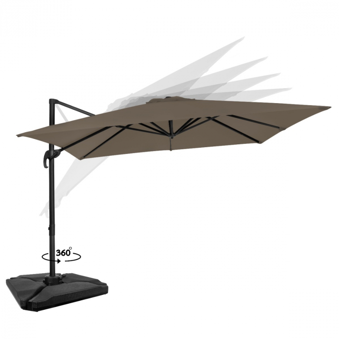 Cantilever parasol Pisogne 300x300cm – Premium parasol - Taupe | Incl. fillable parasol tiles
