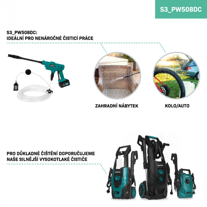 Cordless pressure washer 20V – 24 bar| Incl. 4.0Ah battery and quick charger
