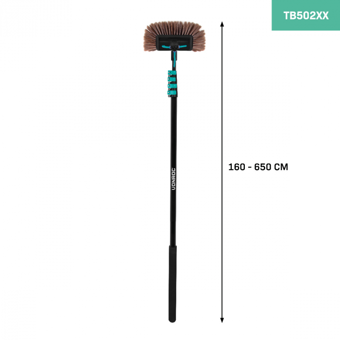 Telescopic wash brush – 6,50m | Incl. multi-purpose brush, 2-in-1 window cleaner, hose and soap dispenser