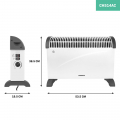 Konvektorový ohřívač - 2000 W - Bílý | Turbo ventilátor a 3 nastavení ohřevu